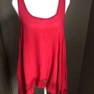 Lace trim long tank